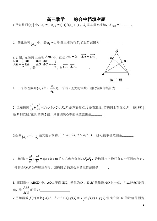 高三数学综合填空题62个(含答案)