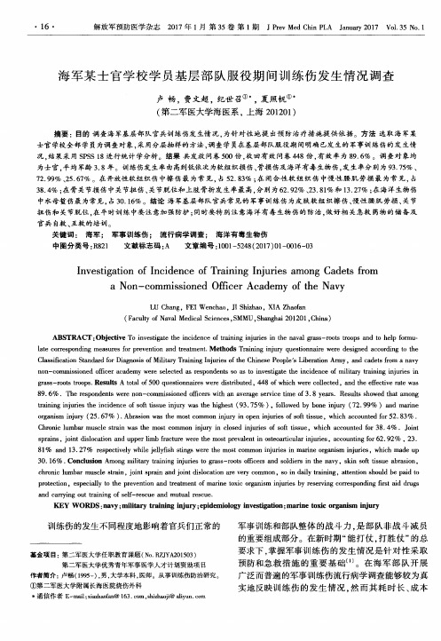海军某士官学校学员基层部队服役期间训练伤发生情况调查