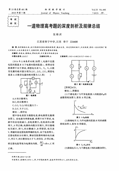 一道物理高考题的深度剖析及规律总结