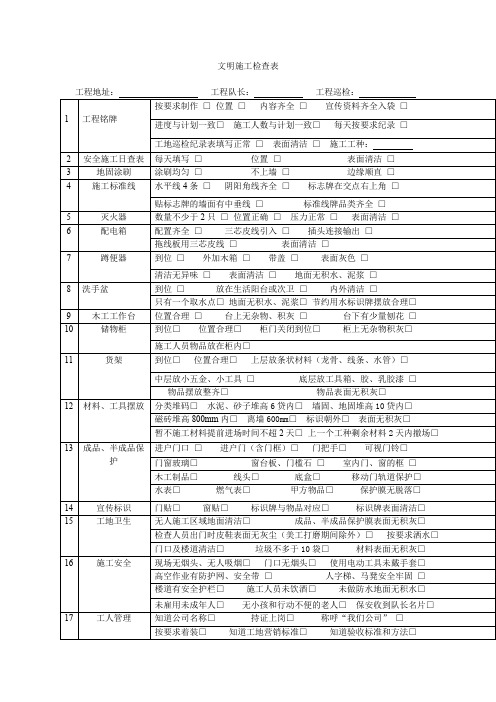 文明施工检查表