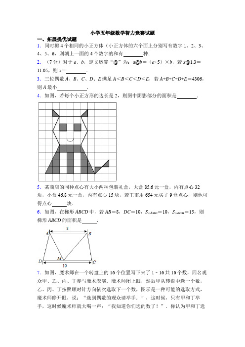 小学五年级数学智力竞赛试题