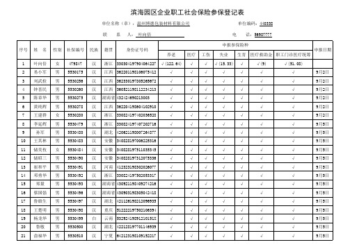 企业社会保险参保登记表