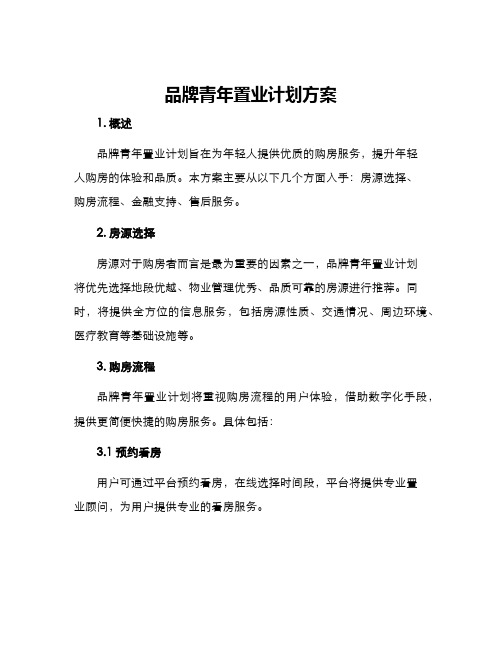 品牌青年置业计划方案