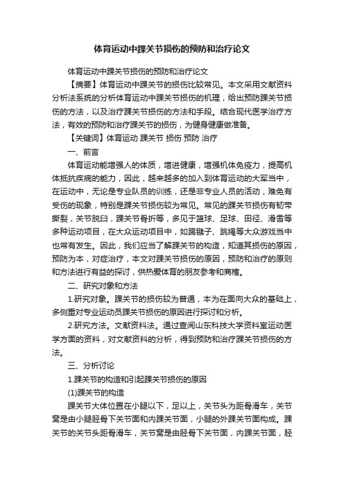 体育运动中踝关节损伤的预防和治疗论文