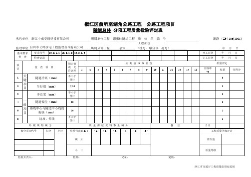 隧道工程单位浙路ZP106评定表(全)