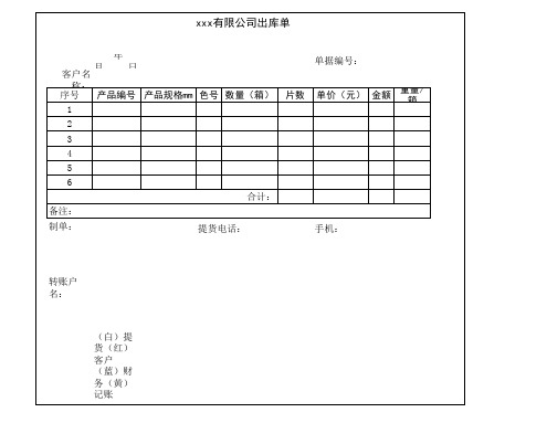 货物出库单模板