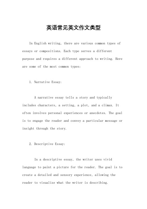 英语常见英文作文类型
