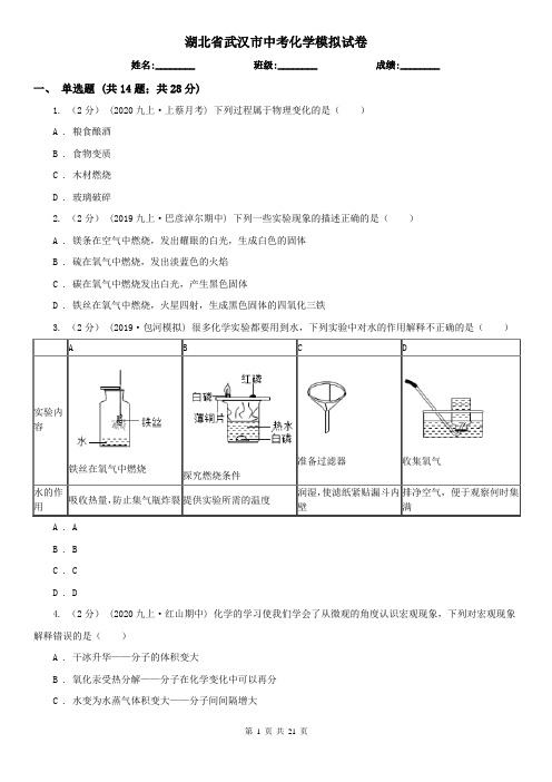 湖北省武汉市中考化学模拟试卷