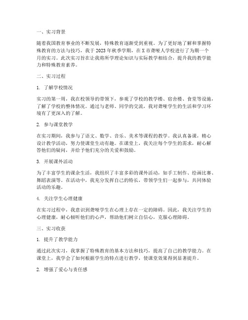 聋哑人学校实习报告