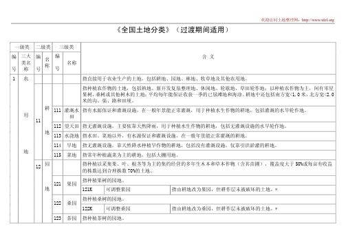 土地分类对比表