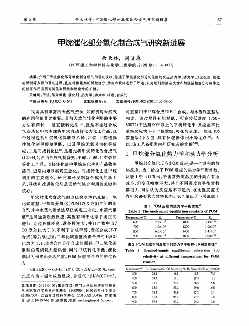 甲烷催化部分氧化制合成气研究新进展