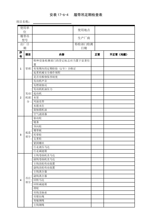 安表17-6-4 履带吊定期检查表