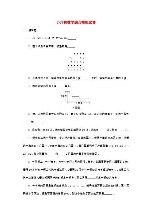 2020乌鲁木齐最新小升初数学模拟试题基础训练