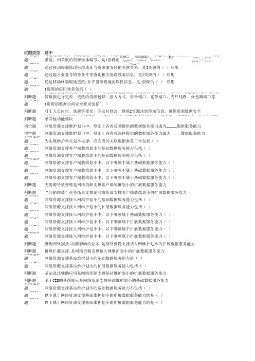 2017年中国电信网络资源管理岗位技能认证-练习题