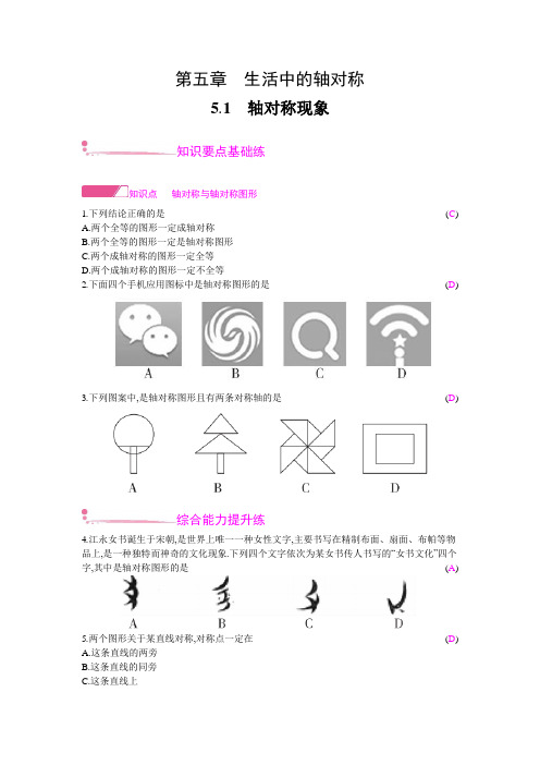 七年级数学下册(课时作业+配套课件) 轴对称现象