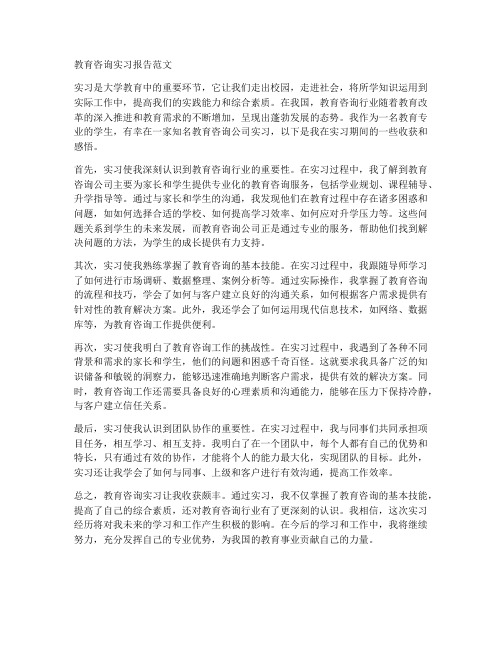 教育咨询实习报告范文