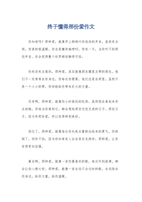 终于懂得那份爱作文