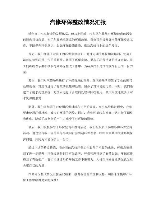 汽修环保整改情况汇报