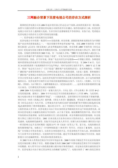 三网融合背景下民营电视公司的存在方式探析