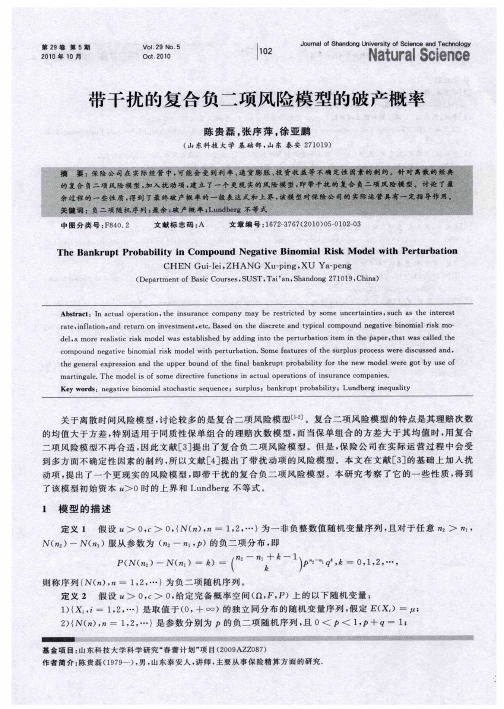 带干扰的复合负二项风险模型的破产概率