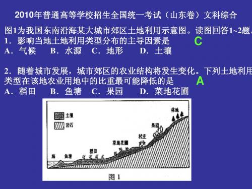 2010山东高考文综