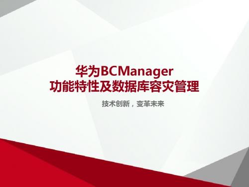 华为BCManager功能及数据库容灾管理介绍