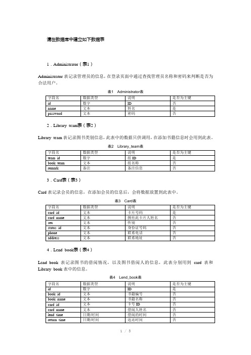 图书馆管理系统数据表创建方法