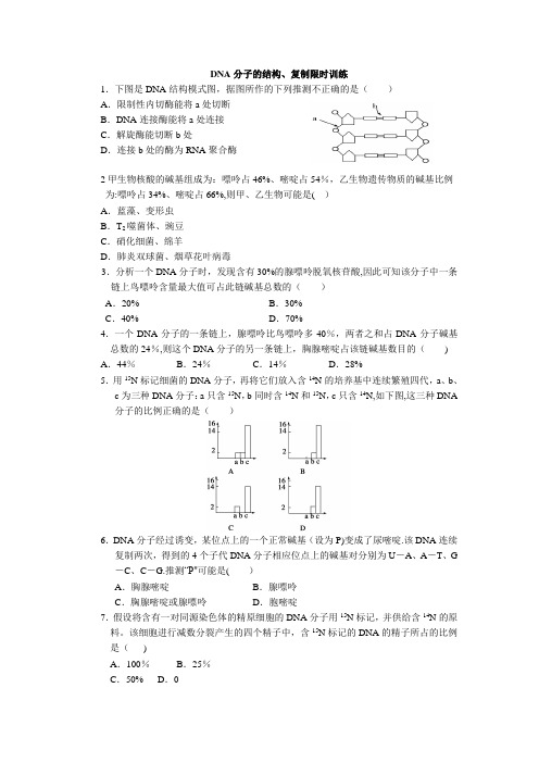 DNA分子的结构习题 含答案