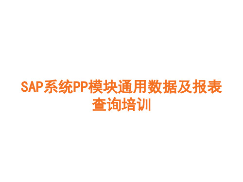 SAP系统PP模块培训