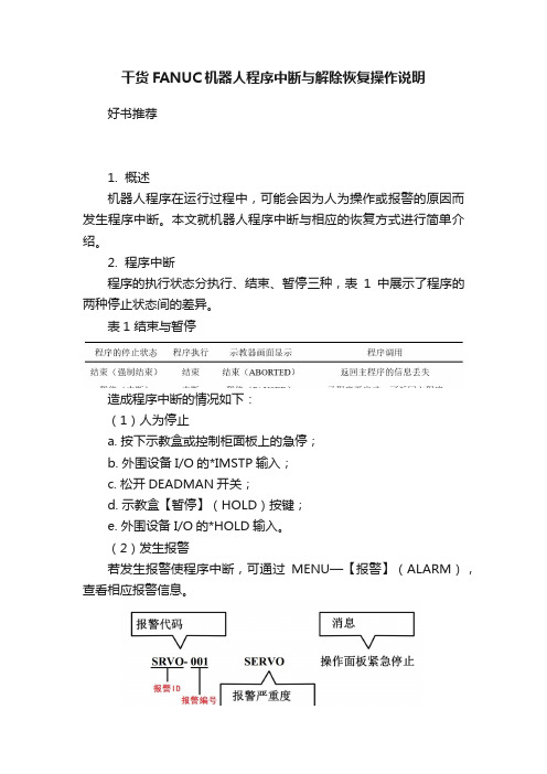 干货FANUC机器人程序中断与解除恢复操作说明