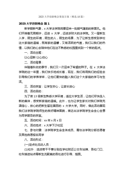 2023大学迎新晚会策划方案（精选10篇）