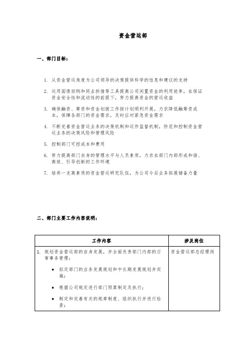 资本运营部门职责