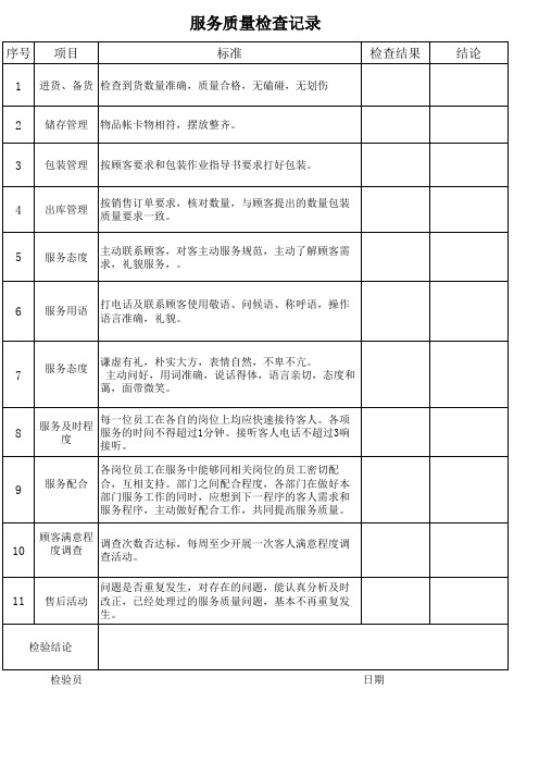 服务质量检查记录