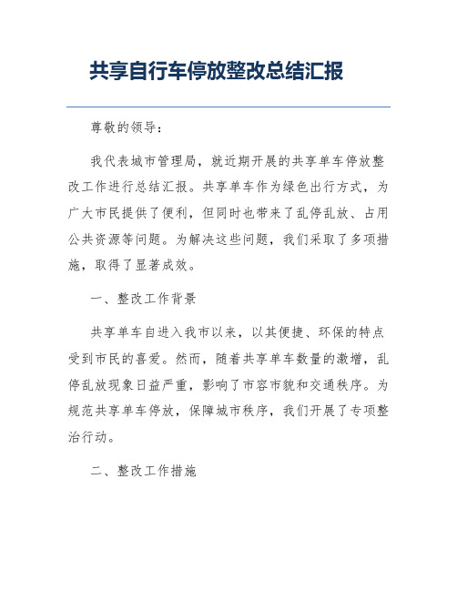 共享自行车停放整改总结汇报