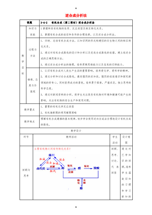 高二化学 3_4_2 逆合成分析法教学设计