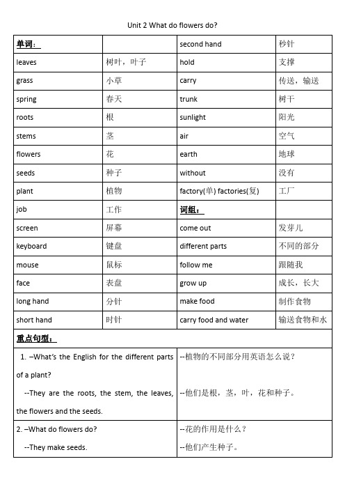 Unit 2 重点单词及句型总结