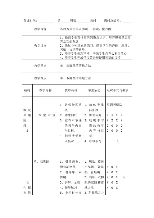 各种方式的单双脚跳   游戏：抢占圈