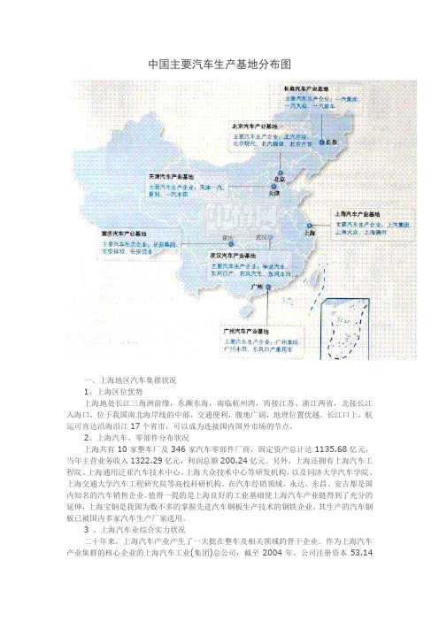 中国主要汽车生产基地分布图