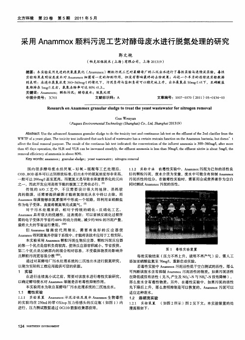 采用Anammox颗料污泥工艺对酵母废水进行脱氮处理的研究