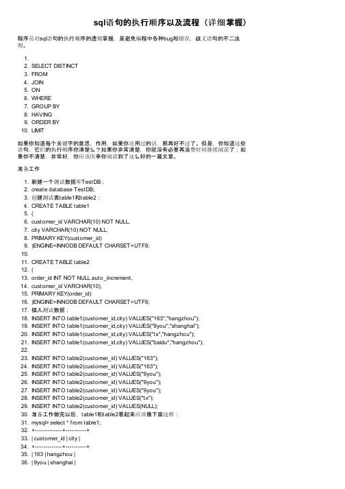 sql语句的执行顺序以及流程（详细掌握）