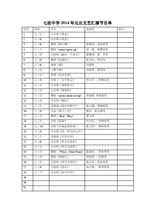 2014年元旦汇演节目单