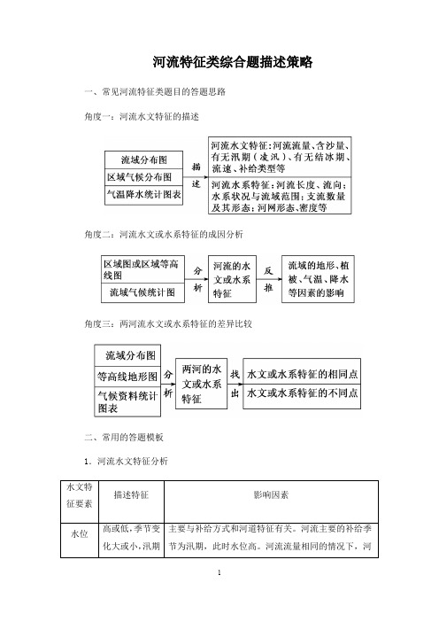 高中地理 河流特征类综合题描述策略