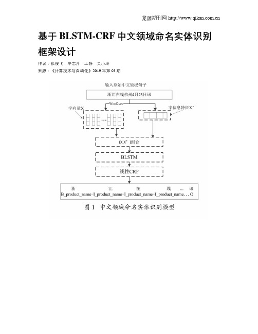 基于BLSTM-CRF中文领域命名实体识别框架设计