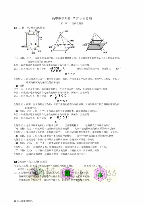 新人教版高中数学必修2知识点总结