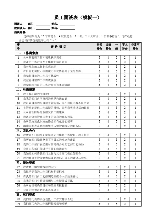 公司员工面谈表模板