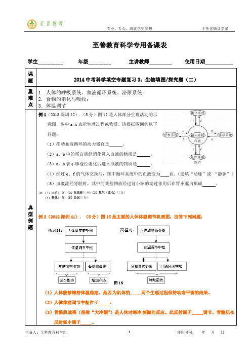 2014中考科学填空专题复习3：生物填图及探究题(二)(师)