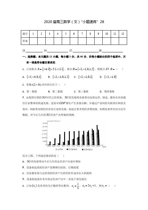 2020届高考冲刺数学(文)“小题精练”(28)含详细解答