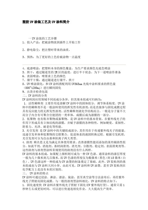 塑胶UV涂装工艺及UV涂料简介