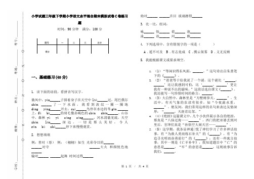 小学试题三年级下学期小学语文水平混合期末模拟试卷C卷练习题