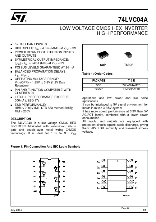 74LVC04AMTR,74LVC04AMTR,74LVC04AMTR,74LVC04AMTR,74LVC04ATTR,74LVC04ATTR, 规格书,Datasheet 资料